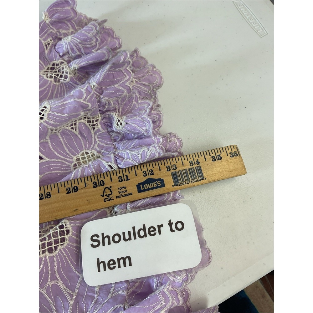 Sandro Broderi  Dress Purple flutter sleeve floral eyelet sz 40‎ US 8-10 - Picture 9 of 10